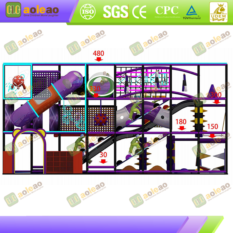 Two-Layer Frame Playground Castle - High-Altitude Slide & Climbing Net - Large Indoor Playgrounds - High Space Utilization & Rich Gameplay