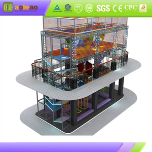 vertical multi-level indoor playground with tube slide