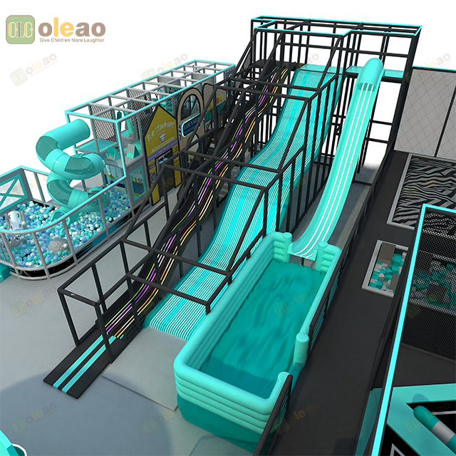  Kids Indoor Trampoline Park with Slide, Ball Pit, and Climbing Wall