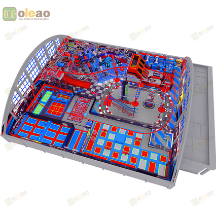 Custom Design Trampoline Park with Obstacle Course and Foam Blocks