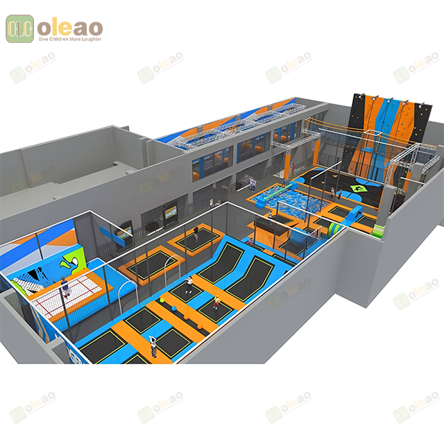 Commercial Adventure Trampoline Park with Dodgeball and Climbing Zone