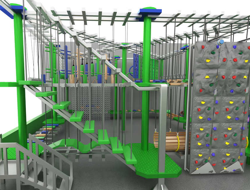 Horn Slide Ninja Course Trampoline Playground Equipment