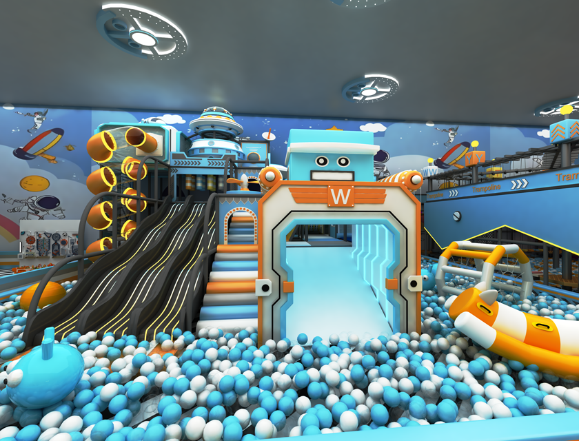 Multi Functional Trampoline Slide Amusement Park