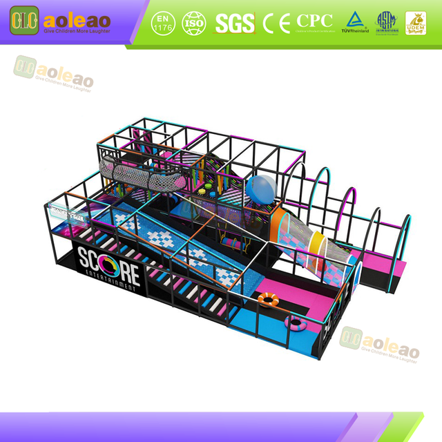 neon indoor play structure with slides