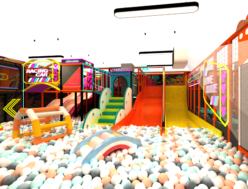 Multi Area Trampoline, Ocean Ball Slide, Amusement Park Equipment