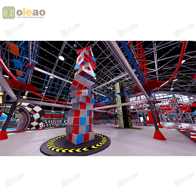 Custom Design Trampoline Park with Obstacle Course and Foam Blocks