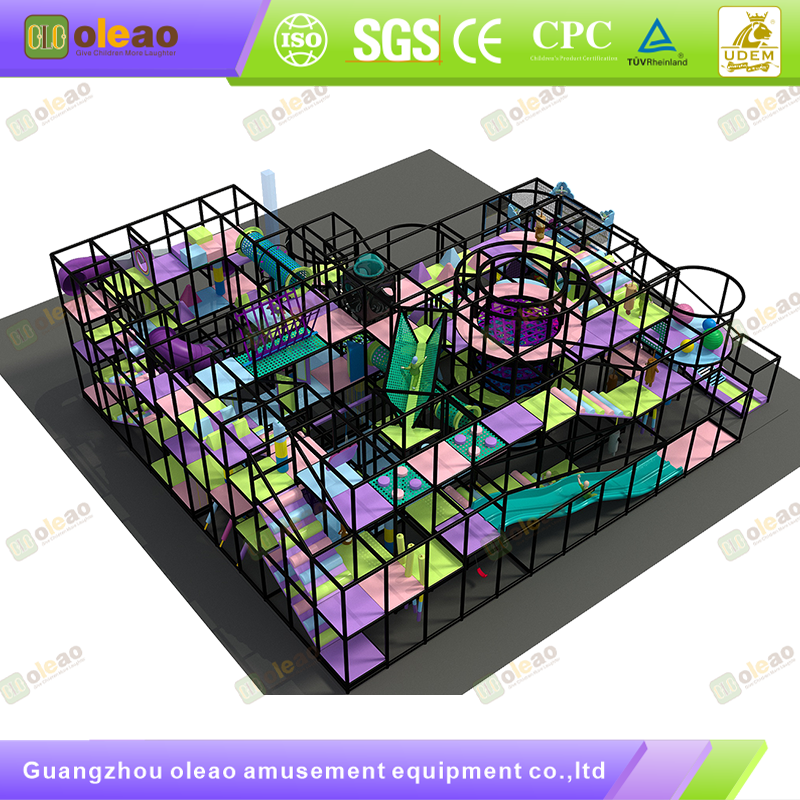 Multi-Layer Maze Playground Castle with High Slide & Suspension Bridge - Large Indoor Playgrounds - High Space Utilization & Wear-Resistant