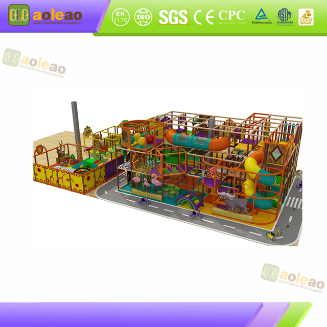 multi-level safari play structure with road layout
