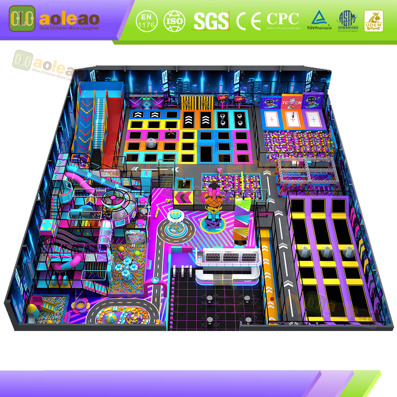 Trampoline Obstacle Clearance Area Multi-Level Level Design Trampoline Puzzle Amusement Area Puzzle Clearance Non-Stop Joy