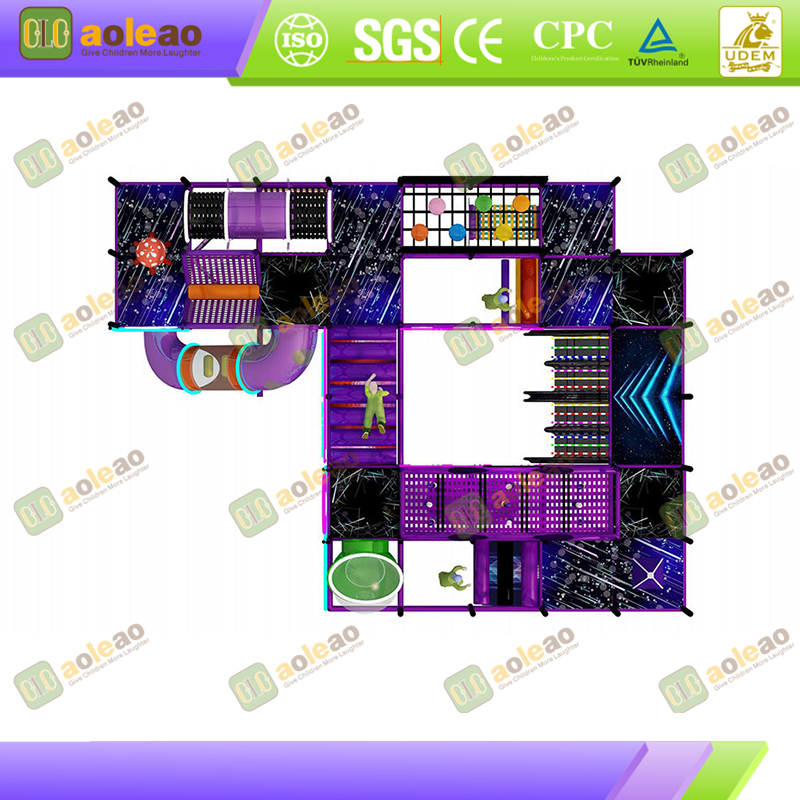 Two-Layer Frame Playground Castle - High-Altitude Slide & Climbing Net - Large Indoor Playgrounds - High Space Utilization & Rich Gameplay