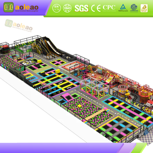 colorful trampoline park with slides