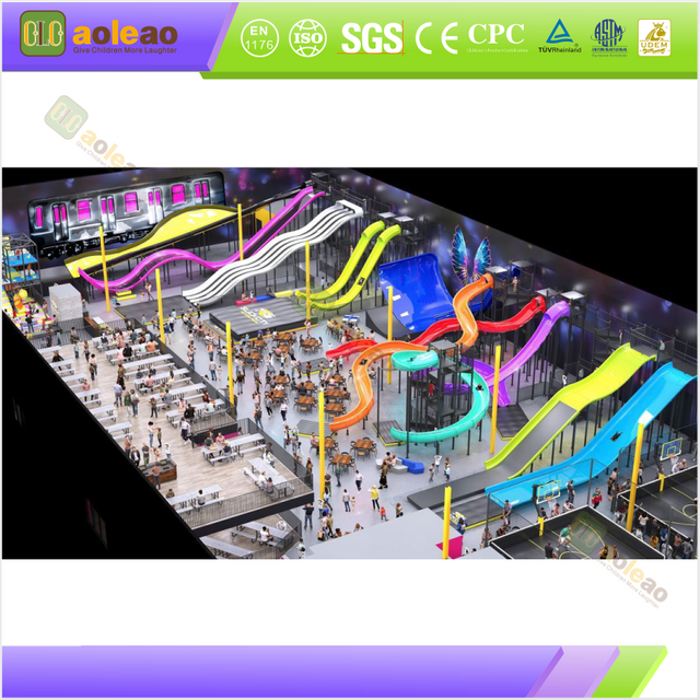 Indoor Playground Devil Slide, Trampoline Park, Exciting & Popular