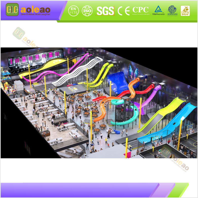Indoor Playground Devil Slide, Trampoline Park, Exciting & Popular
