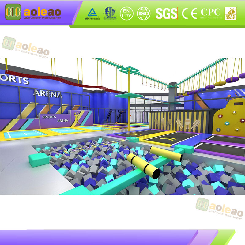 High-Rise Naughty Castle Air Walkway Design For Large Indoor Park High Space Utilization
