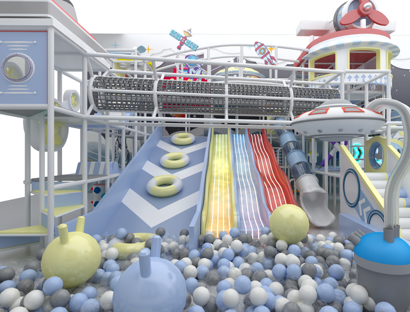 Trampolín, tobogán volcán, Ocean Ball Park, Parque de atracciones