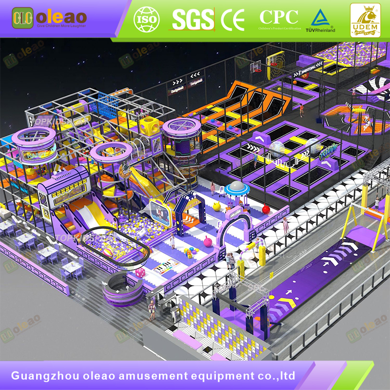 Castle-Style Playground Castle with Trampoline, Rainbow Slide & Tunnel - Mall Atriums/Kids' Parks - High-Value Look, Multi-Play & Durable