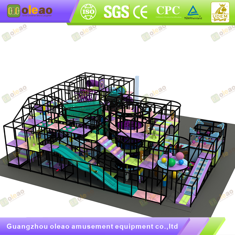 Multi-Layer Maze Playground Castle with High Slide & Suspension Bridge - Large Indoor Playgrounds - High Space Utilization & Wear-Resistant