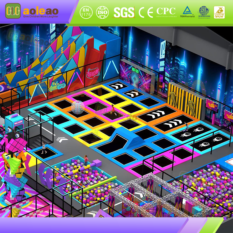 Trampoline Obstacle Clearance Area Multi-Level Level Design Trampoline Puzzle Amusement Area Puzzle Clearance Non-Stop Joy