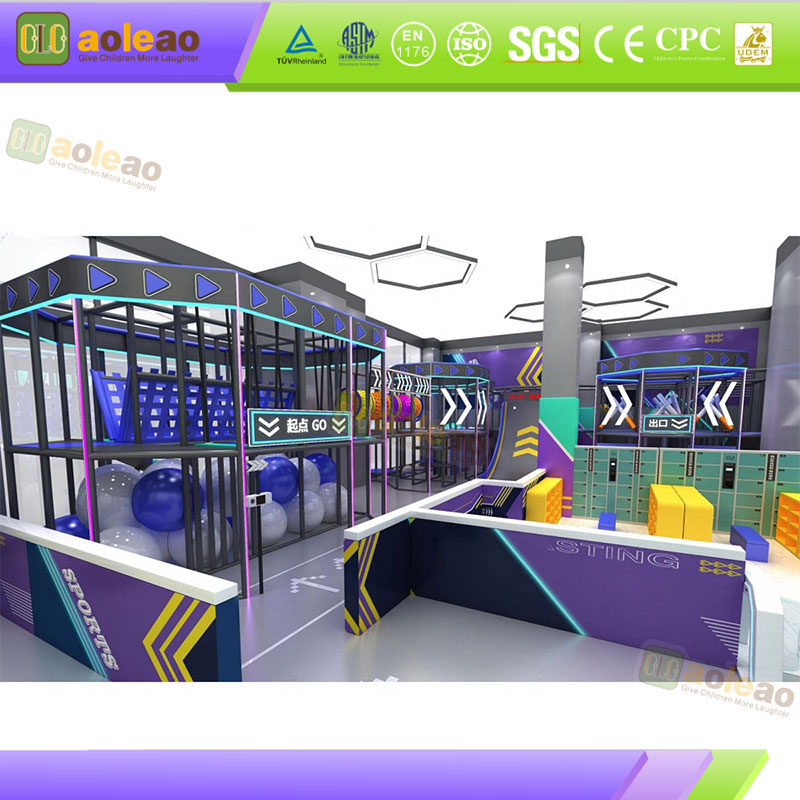 High-Rise Naughty Castle Air Walkway Design For Large Indoor Park High Space Utilization
