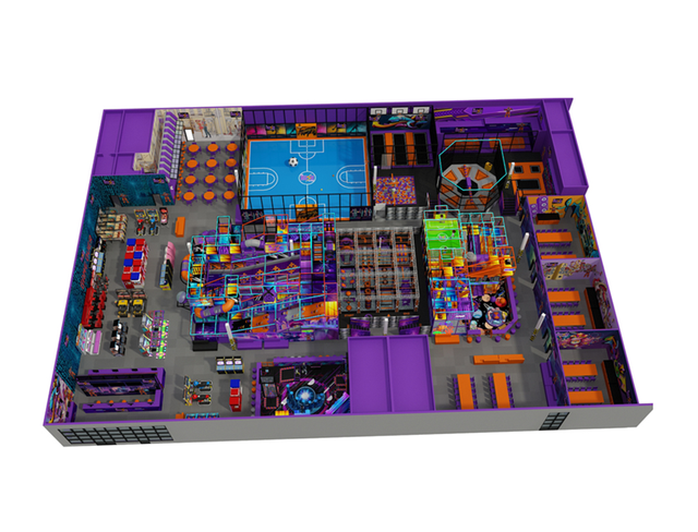 Ninja Course Park con cancha de baloncesto