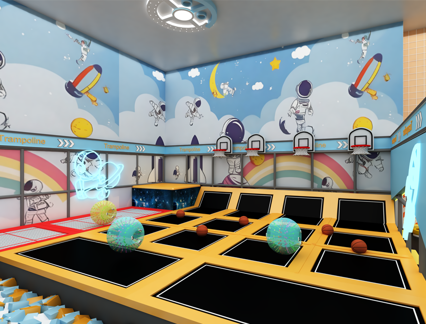 Multi Functional Trampoline Slide Amusement Park