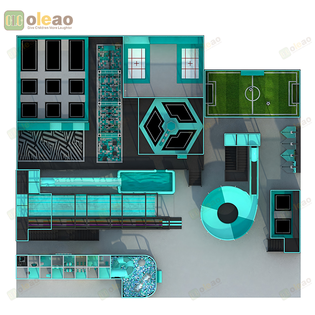  Kids Indoor Trampoline Park with Slide, Ball Pit, and Climbing Wall