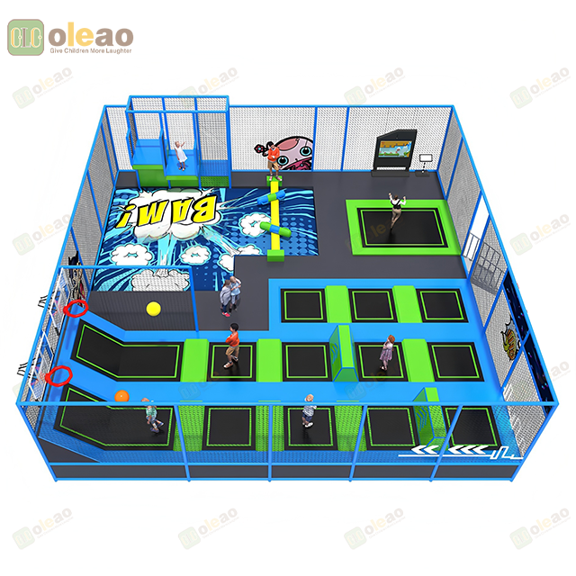 Indoor Trampoline Park with Safety Net and Toddler Play Area