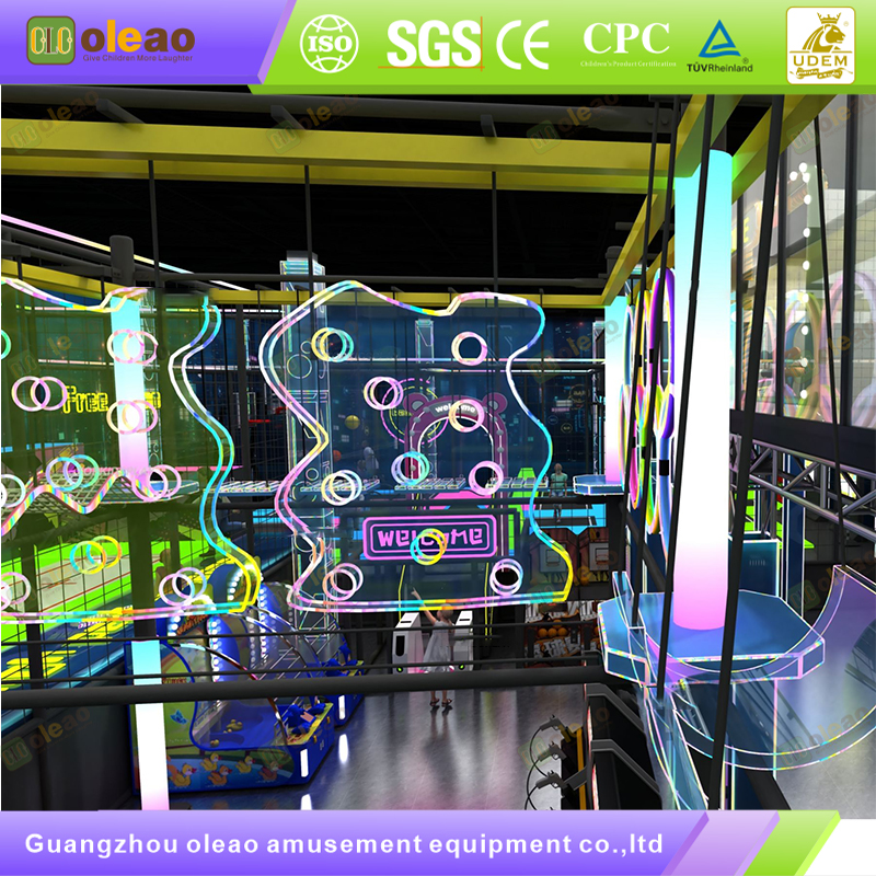 Multi-Layer Maze Playground Castle with High Slide & Suspension Bridge - Large Indoor Playgrounds - High Space Utilization & Wear-Resistant