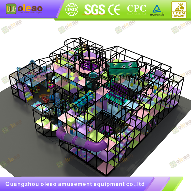 Multi-Layer Maze Playground Castle with High Slide & Suspension Bridge - Large Indoor Playgrounds - High Space Utilization & Wear-Resistant