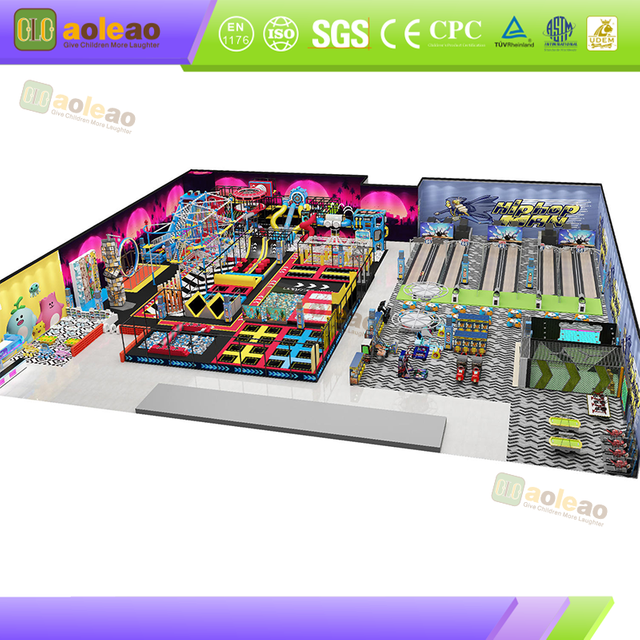 large indoor FEC trampoline layout