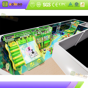 compact jungle activity room with slide structure
