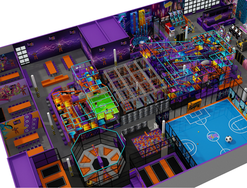 Ninja Course Park with Basketball Court