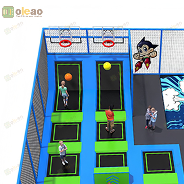 Indoor Trampoline Park with Safety Net and Toddler Play Area