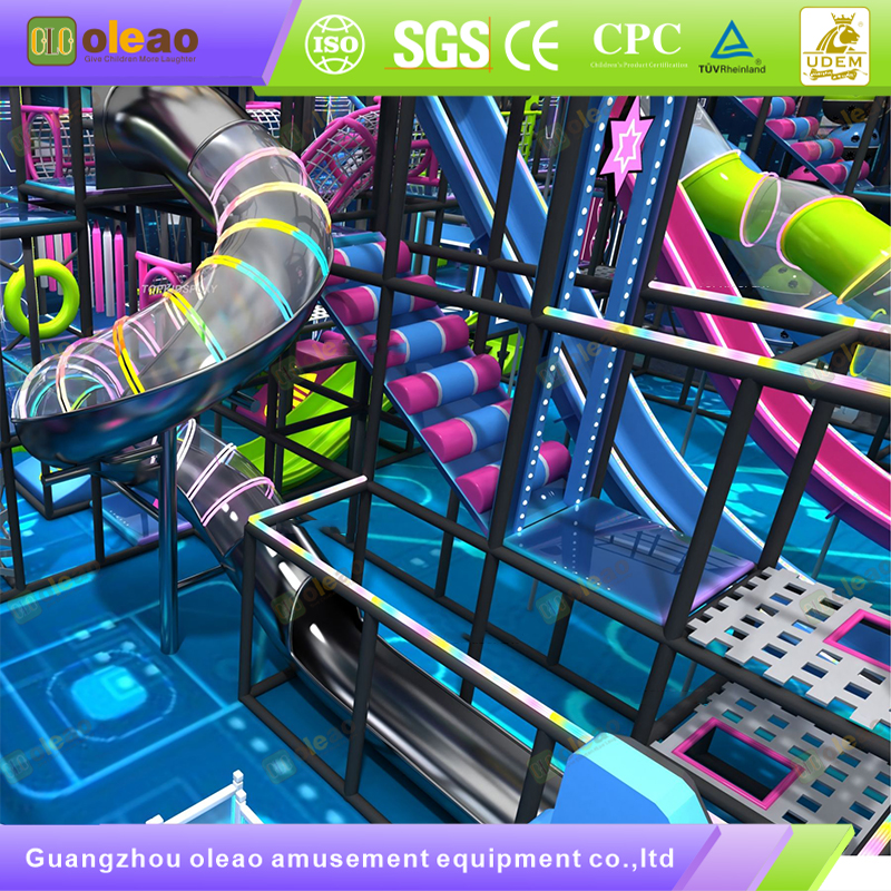 Multi-Layer Maze Playground Castle with High Slide & Suspension Bridge - Large Indoor Playgrounds - High Space Utilization & Wear-Resistant