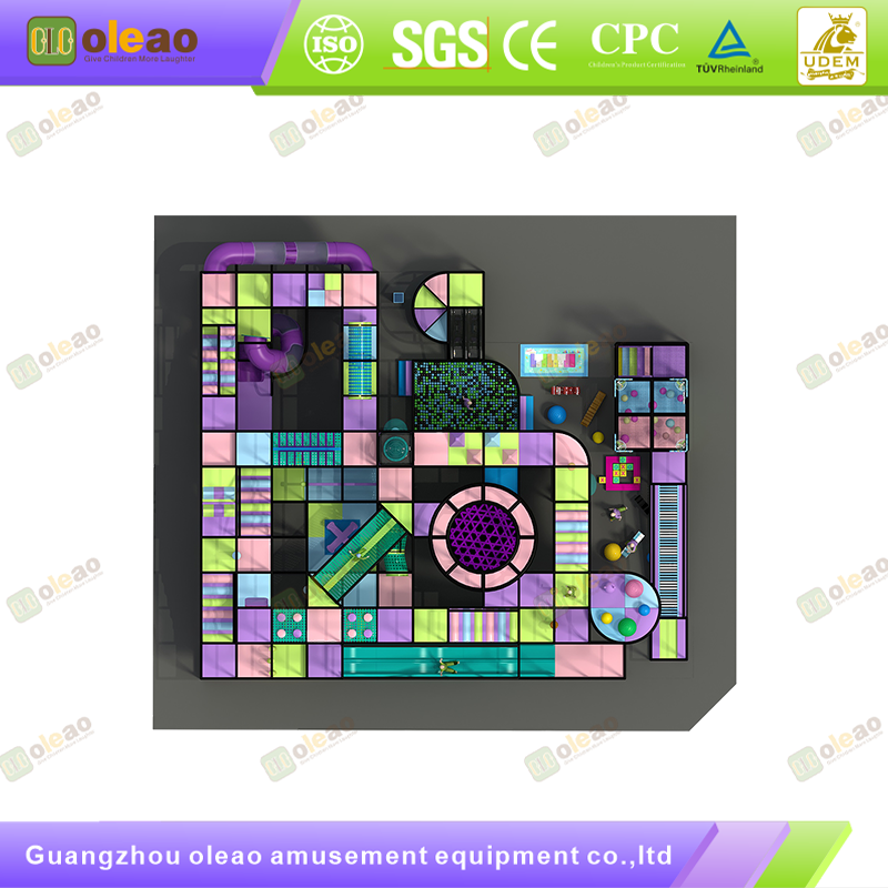 Multi-Layer Maze Playground Castle with High Slide & Suspension Bridge - Large Indoor Playgrounds - High Space Utilization & Wear-Resistant