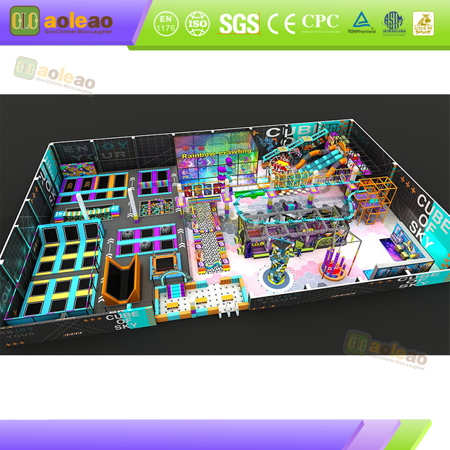 cube themed indoor amusement park layout