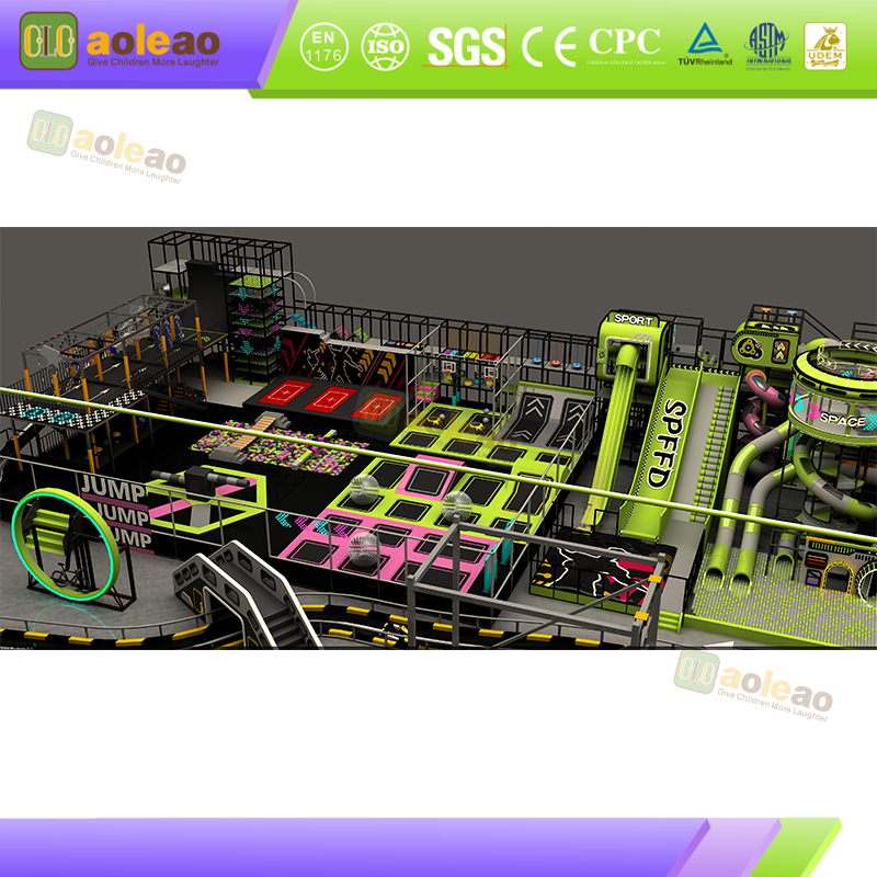 Trampoline Park – Coordination-Centric Zone – Kids Adventure Park with Balance Games