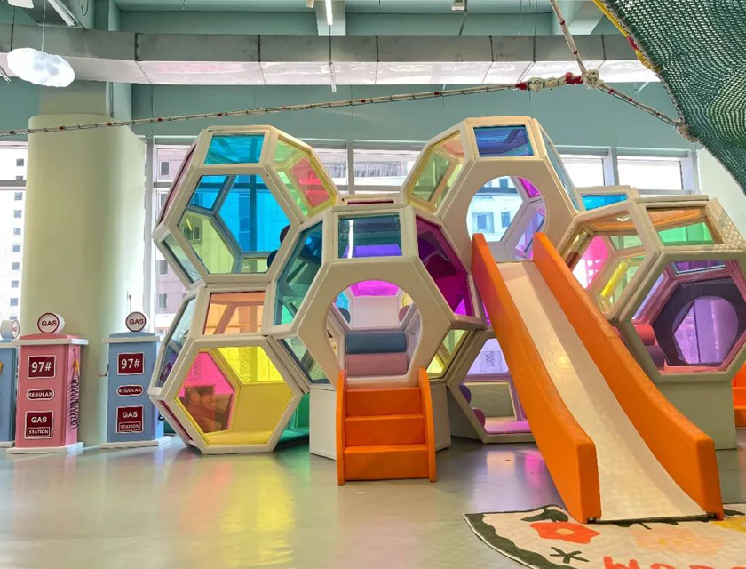Slide de favo de mel para playground infantil para crianças internas