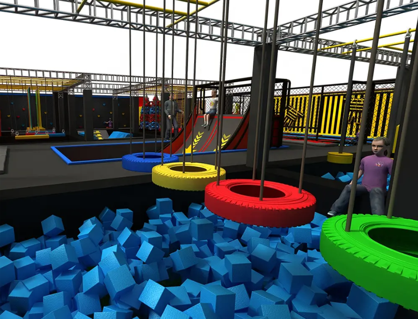 Enduring Course Equipment with Trampoline