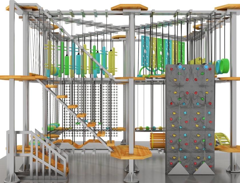 Curso ninja de escalada de obstáculos múltiples