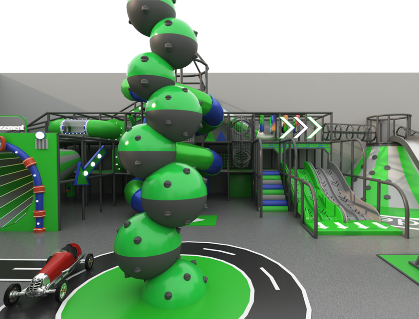 Horn Slide Ninja Course Trampoline Playground Equipment