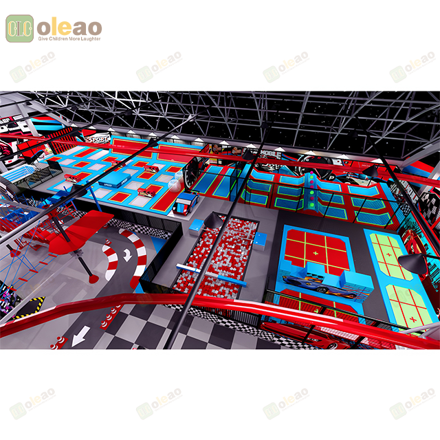 Custom Design Trampoline Park with Obstacle Course and Foam Blocks