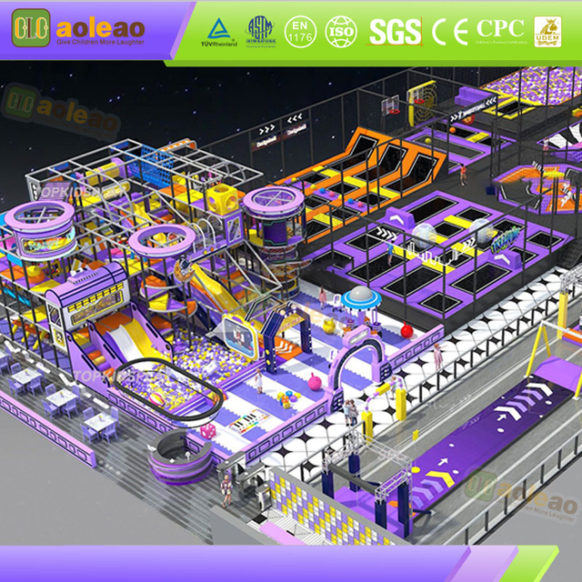multi-level play structure with slides and soft play routes