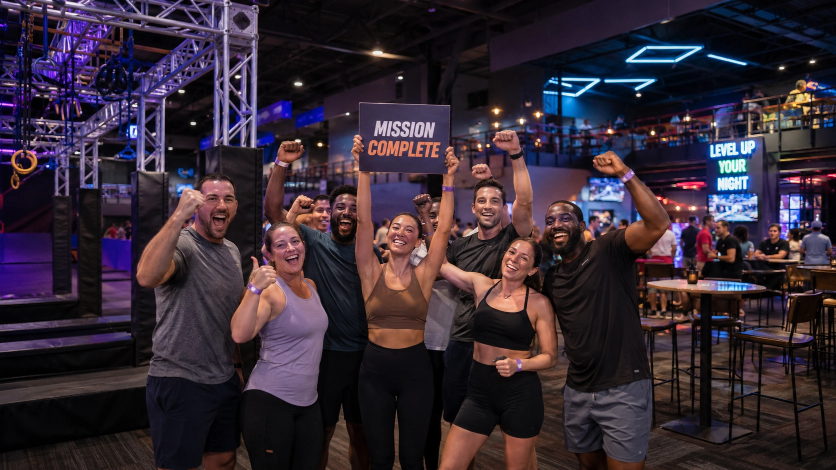 Corporate team-building and night event zone in adult indoor playground